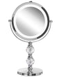 Makeup Mirror Silver Iron Metal Frame ø 13 cm with LED Light 1x/5x Magnification Double Sided Cosmetic Desktop Beliani