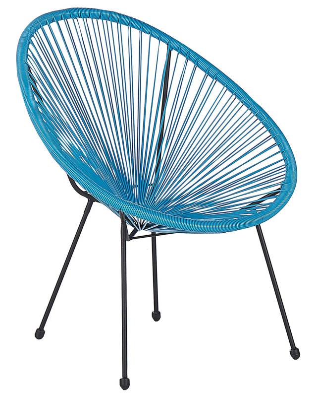 Garden Chair Blue PE Rattan Papasan Outdoor Indoor Furniture Deep Seat Modern Design Beliani