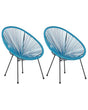 Set of 2 Garden Chairs Blue PE Rattan Papasan Modern Round Indoor Outdoor Deep Seat Beliani