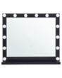 Vanity Mirror with LED Black Metal 50 x 60 cm Rectangular Hollywood Illuminated Bulbs Dressing Table Beliani