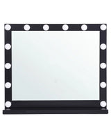 Vanity Mirror with LED Black Metal 50 x 60 cm Rectangular Hollywood Illuminated Bulbs Dressing Table Beliani