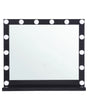Vanity Mirror with LED Black Metal 50 x 60 cm Rectangular Hollywood Illuminated Bulbs Dressing Table Beliani