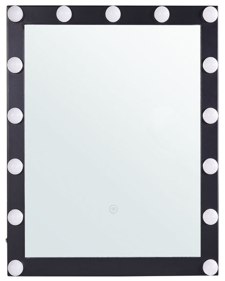 Wall Vanity Mirror with LED Black 50 x 60 cm Rectangular Hollywood Illuminated Bulbs Dressing Table Beliani