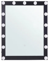 Wall Vanity Mirror with LED Black 50 x 60 cm Rectangular Hollywood Illuminated Bulbs Dressing Table Beliani