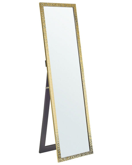 Standing Mirror Gold Glass Synthetic Material 40 x 140 cm with Stand Modern Design Decorative Frame Beliani