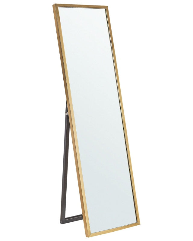 Standing Mirror Gold Glass Synthetic Material 40 x 140 cm with Stand Modern Design with Frame Beliani