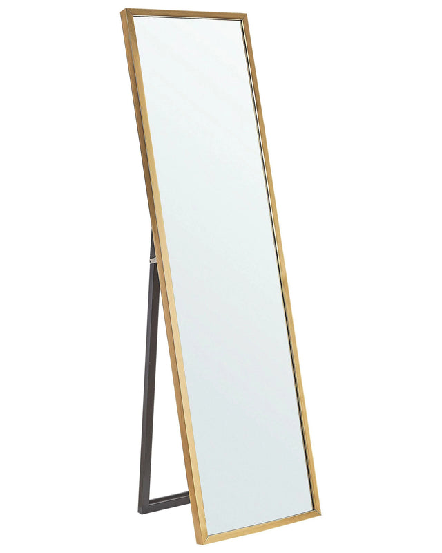 Standing Mirror Gold Glass Synthetic Material 40 x 140 cm with Stand Modern Design with Frame Beliani