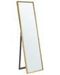 Standing Mirror Gold Glass Synthetic Material 40 x 140 cm with Stand Modern Design with Frame Beliani