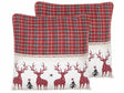 Set of 2 Cushions Red and White Cotton 45 x 45 cm Plaid and Reindeer Pattern Christmas Holiday Beliani