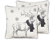 Set of 2 Scatter Cushions Black Polyester Fabric 45 x 45 cm Reindeer Print Off-White Background with Filing Beliani