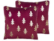 Set of 2 Scatter Cushions Red Velvet Fabric 45 x 45 cm Christmas Tree Pattern Zippered Cases  Beliani