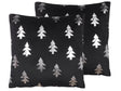 Set of 2 Scatter Cushions Black Velvet Fabric 45 x 45 cm Christmas Tree Pattern Zippered Cases  Beliani