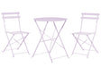 3 Piece Bistro Set Purple Metal Folding Slatted Seat Back Outdoor Beliani