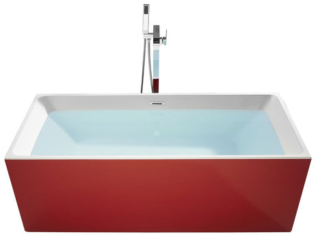 Bathtub Red Acrylic Rectangular 1700 x 800 mm Overflow System Freestanding Modern Beliani