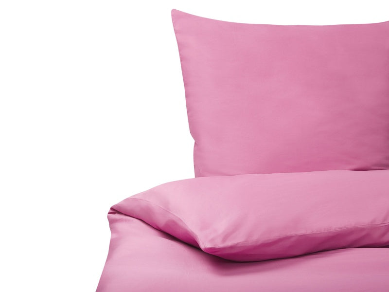 Bedding Set Pink Cotton 200 x 220 cm Solid Pattern Duvet Cover and Pillowcase Modern Elegant Bedroom Beliani