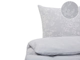 Bedding Set Grey and White Cotton 135 x 200 cm Floral Pattern Duvet Cover and Pillowcase Classic Elegant Bedroom Beliani