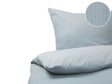 Duvet Cover and Pillowcase Set Blue Grey Striped Sateen Cotton 155 x 220 cm Modern Bedroom Beliani