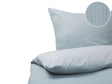 Duvet Cover and Pillowcase Set Blue Grey Striped Sateen Cotton 135 x 200 cm Modern Bedroom Beliani