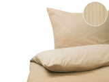 Duvet Cover and Pillowcase Set Sand Beige Striped Sateen Cotton 135 x 200 cm Modern Bedroom Beliani