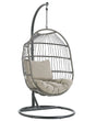 Hanging Egg Chair Beige Rope Seat Steel Stand Soft Cushion Boho Rustic Beliani