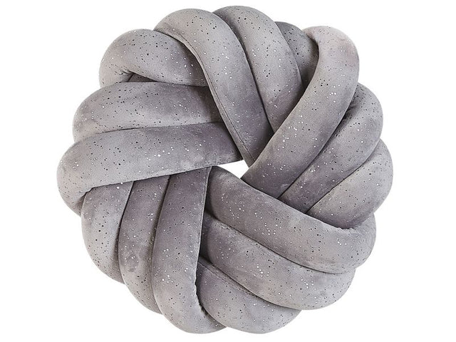 Knot Cushion Grey Velvet 30 x 30 cm with Glitter Tied-Up Plushy Decorative Modern Beliani