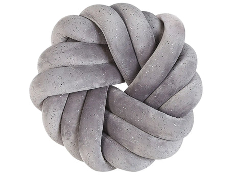 Knot Cushion Grey Velvet 30 x 30 cm with Glitter Tied-Up Plushy Decorative Modern Beliani
