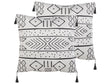 Set of 2 Cushions White and Black Polyester Cover 45 x 45 cm Decorative Pillows Geometric Pattern Beliani