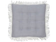 Seat Pad Grey Polyester Square 40 x 40 cm with Fringe Tufted Chair Cushion Beliani