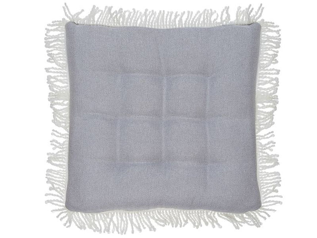 Seat Pad Grey Polyester Square 40 x 40 cm with Fringe Tufted Chair Cushion Beliani