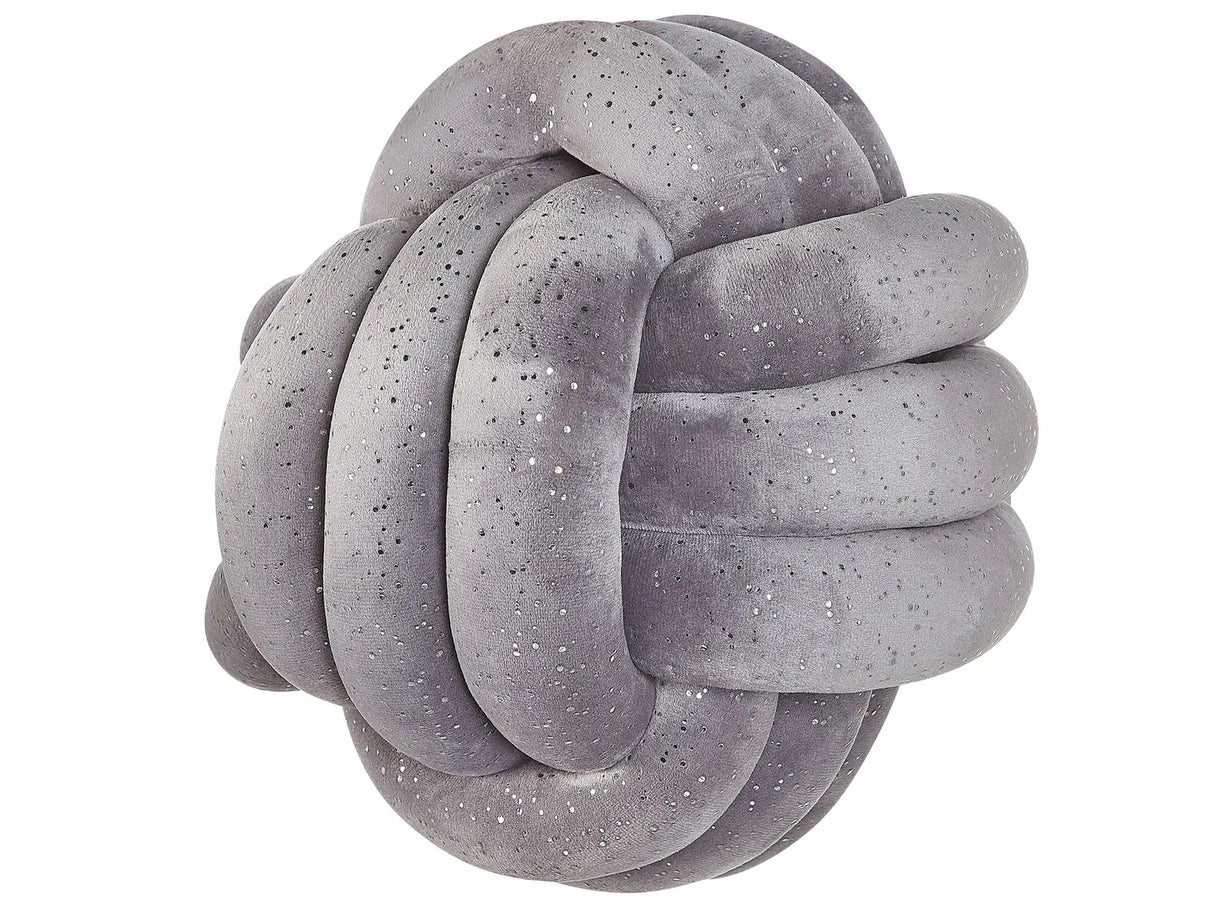 Decorative Cushion Grey Velvet Knot Pillow 30 x 30 cm with glitter Decor Accessories Beliani