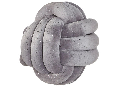 Decorative Cushion Grey Velvet Knot Pillow 30 x 30 cm with glitter Decor Accessories Beliani