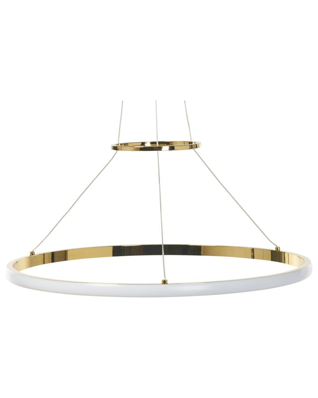 Pendant Lamp Gold Aluminium Iron Integrated LED Lights Rings Round Shape Hanging Modern Glamour Lighting Beliani