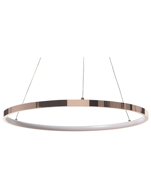 Pendant Lamp Rose Gold Aluminium ø 50 cm Integrated LED Lights Round Ring Hanging Modern Glamour Lighting Beliani