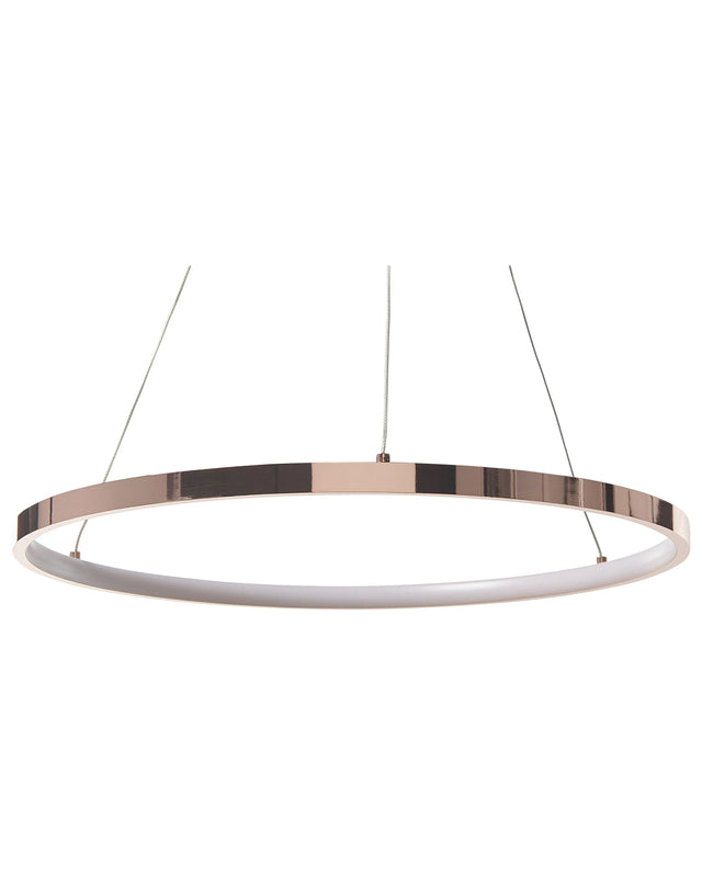 Pendant Lamp Rose Gold Aluminium  50 cm Integrated LED Lights Round Ring Hanging Modern Glamour Lighting Beliani