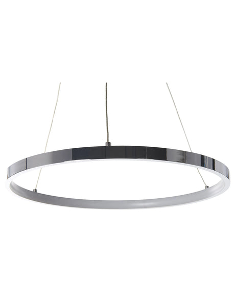 Pendant Lamp Silver Aluminium  40 cm Integrated LED Lights Round Ring Hanging Modern Glamour Lighting Beliani