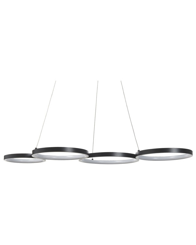 Pendant Lamp Black Aluminium Integrated LED Lights 5 Round Rings Hanging Modern Lighting Beliani