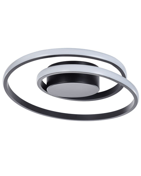 Ceiling Lamp Black Aluminium Iron Integrated LED Lights Round Shape Rings Decorative Modern Glamour Lighting Beliani