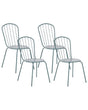 Set of 4 Garden Dining Chairs Light Blue Steel Modern Rust Resistant High Back Beliani