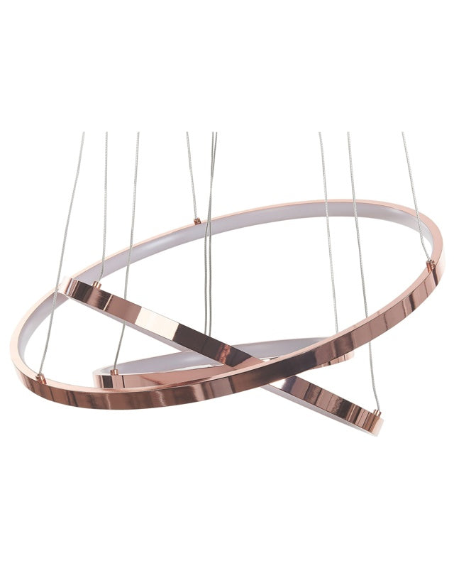 Pendant Lamp Rose Gold Aluminium Integrated LED Lights 3 Round Rings Hanging Modern Glamour Lighting Beliani