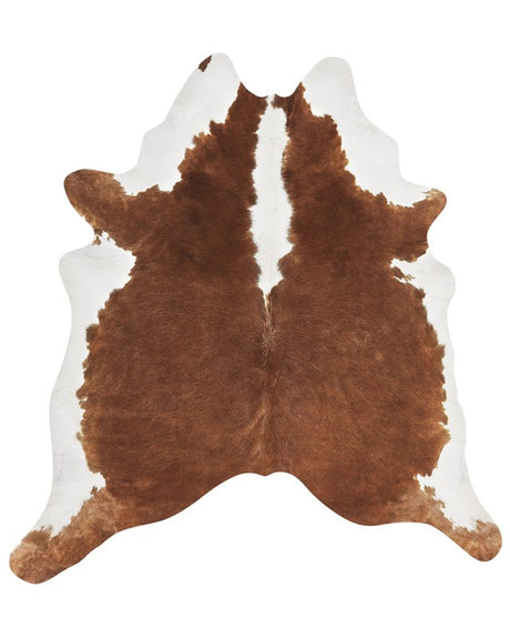 Cowhide Rug Brown and White Cow Hide Skin 3-4 m² Country Rustic Style Throw Brazilian Cow Hide Beliani