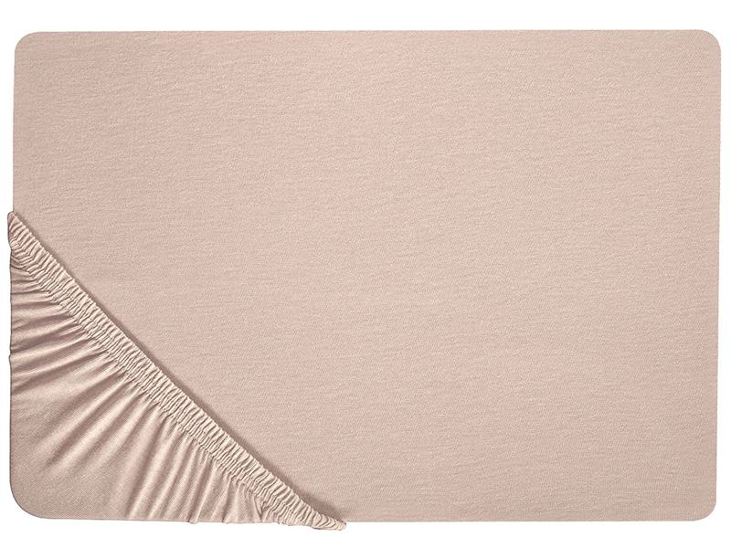 Fitted Sheet Beige Cotton 90 x 200 cm Solid Pattern Classic Elastic Edging Bedroom Beliani