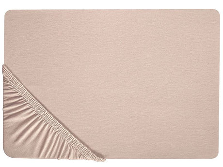 Fitted Sheet Beige Cotton 90 x 200 cm Solid Pattern Classic Elastic Edging Bedroom Beliani