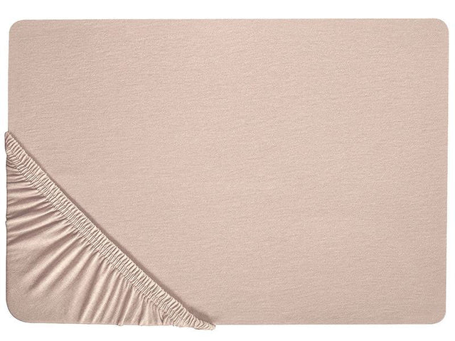 Fitted Sheet Beige Cotton 90 x 200 cm Solid Pattern Classic Elastic Edging Bedroom Beliani