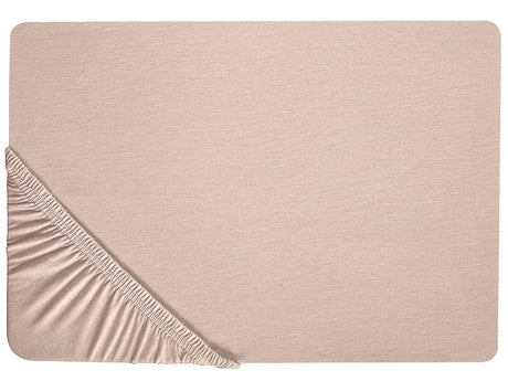 Fitted Sheet Beige Cotton 90 x 200 cm Solid Pattern Classic Elastic Edging Bedroom Beliani