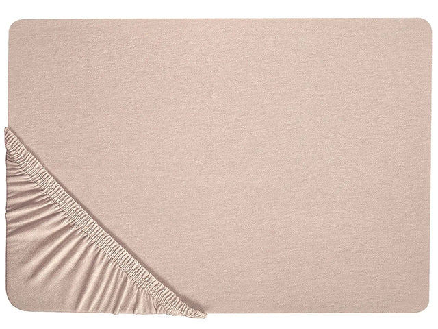 Fitted Sheet Beige Cotton 200 x 200 cm Solid Pattern Classic Elastic Edging Bedroom Beliani