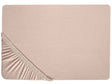 Fitted Sheet Beige Cotton 160 x 200 cm Solid Pattern Classic Elastic Edging Bedroom Beliani