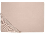 Fitted Sheet Beige Cotton 140 x 200 cm Solid Pattern Classic Elastic Edging Bedroom Beliani