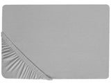Fitted Sheet Grey Cotton 160 x 200 cm Solid Pattern Classic Elastic Edging Bedroom Beliani