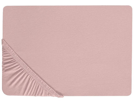 Fitted Sheet Pink Cotton 90 x 200 cm Solid Pattern Classic Elastic Edging Bedroom Beliani