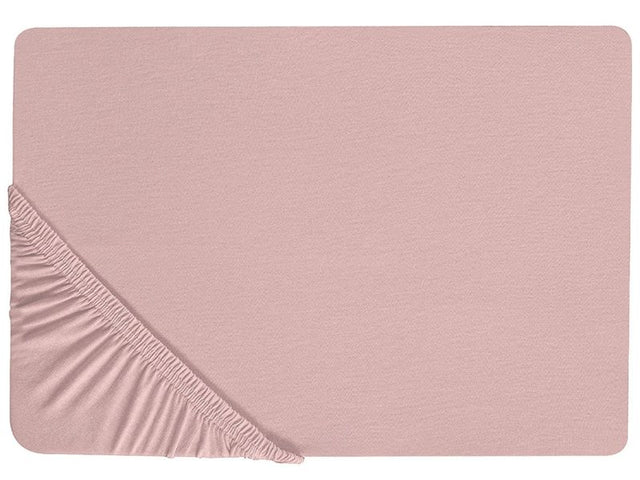 Fitted Sheet Pink Cotton 90 x 200 cm Solid Pattern Classic Elastic Edging Bedroom Beliani